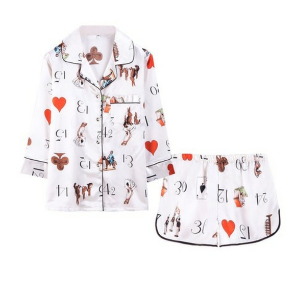 Ella Etc Other - Women's Wonderland Poker Queen Hearts Pajama Set